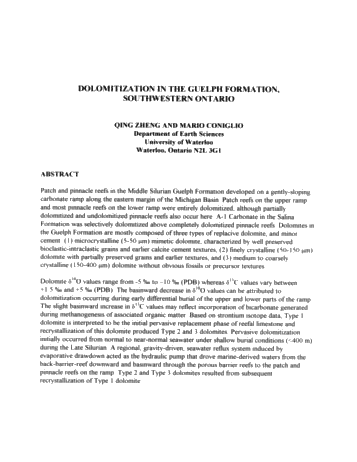 Dolomitization in the Guelph Formation, Southwestern Ontario Page 1