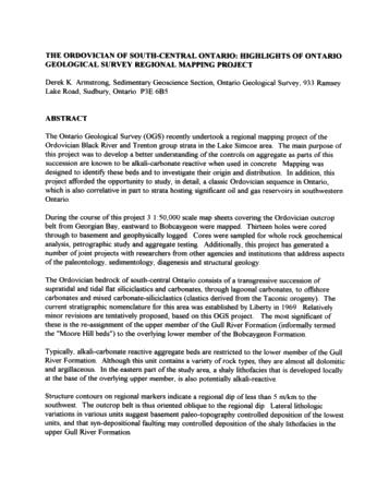 The Ordovician of South-Central Ontario: Highlights of Ontario Geological Survey Regional Mapping Project Page 1