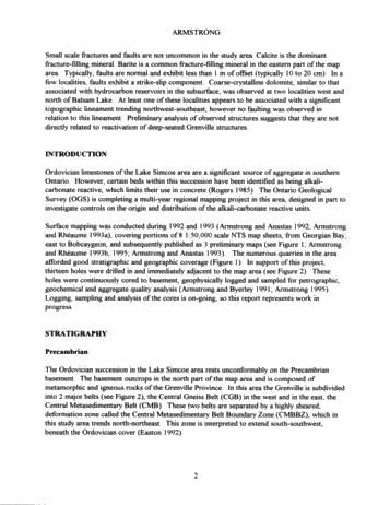 The Ordovician of South-Central Ontario: Highlights of Ontario Geological Survey Regional Mapping Project Page 2
