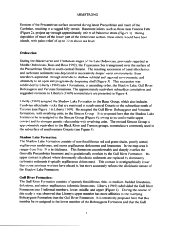 The Ordovician of South-Central Ontario: Highlights of Ontario Geological Survey Regional Mapping Project Page 3