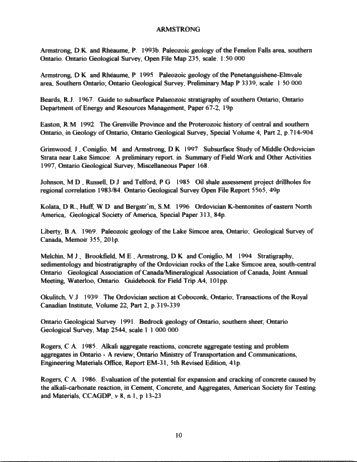 The Ordovician of South-Central Ontario: Highlights of Ontario Geological Survey Regional Mapping Project Page 10