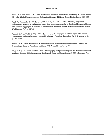 The Ordovician of South-Central Ontario: Highlights of Ontario Geological Survey Regional Mapping Project Page 11