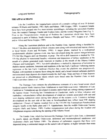 Following Coastlines: the Paleogeography of Canada From the Late Precambrian to the Early Ordovician Page 16
