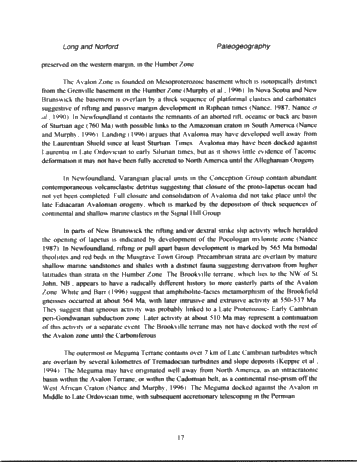 Following Coastlines: the Paleogeography of Canada From the Late Precambrian to the Early Ordovician Page 17