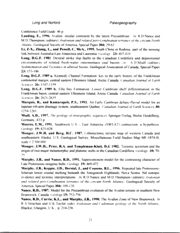 Following Coastlines: the Paleogeography of Canada From the Late Precambrian to the Early Ordovician Page 21