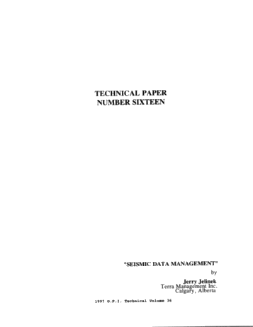 Seismic Data Management Page 1
