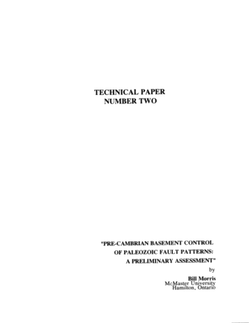 Pre-Cambrian Basement Control of Paleozoic Fault Patterns: A Preliminary Assessment Page 1