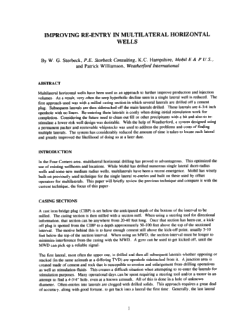 Improving Re-entry in Multilateral Horizontal Wells Page 1