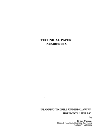 Planning to Drill Underbalanced Horizontal Wells Page 1