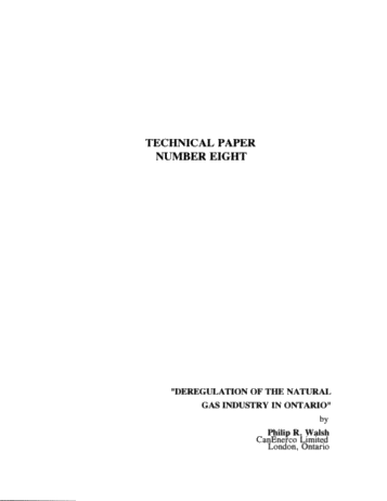 Deregulation of the Natural Gas Industry in Ontario Page 1