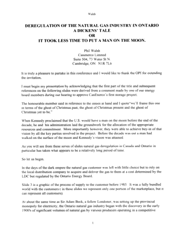 Deregulation of the Natural Gas Industry in Ontario Page 1