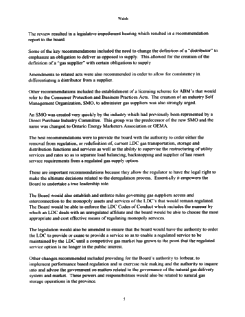 Deregulation of the Natural Gas Industry in Ontario Page 5