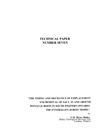 The Timing and Mechanics of Emplacement and Removal of Salt, in and Around Pinnacle Reefs In South-Western Ontario: The Enniskillen 28 Reef Model Page 1