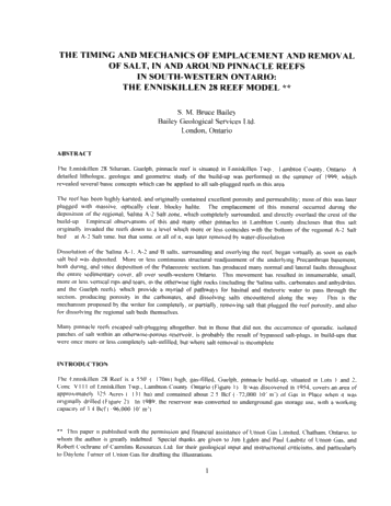 The Timing and Mechanics of Emplacement and Removal of Salt, in and Around Pinnacle Reefs In South-Western Ontario: The Enniskillen 28 Reef Model Page 1