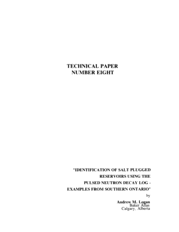 Identification of Salt Plugged Reservoirs Using The Pulsed Neutron Decay Log - Examples From Southern Ontario Page 1