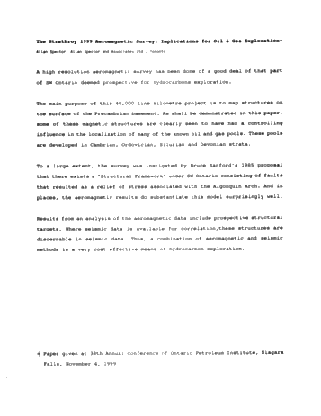 The Strathroy 1999 Aeromagnetic Survey: Implications For Oil and Gas Exploration Page 1