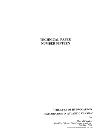 The Lure of Hydrocarbon Exploration in Atlantic Canada Page 1