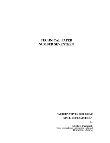 Alternatives for Brine Spill Reclamation Page 1
