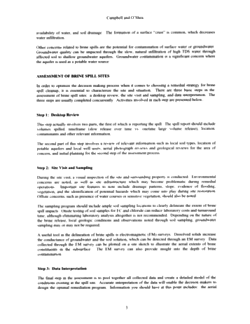 Alternatives for Brine Spill Reclamation Page 3