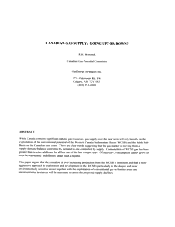 Canadian Gas Supply: Going Up? Or Down? Page 1