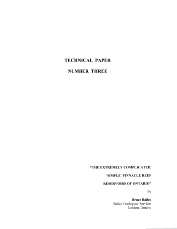 The Extremely Complicated, 'Simple' Pinnacle Reef Reservoirs of Ontario Page 1