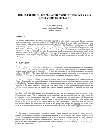 The Extremely Complicated, 'Simple' Pinnacle Reef Reservoirs of Ontario Page 1