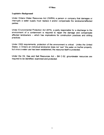 Groundwater Interference Issues Related to Natural Gas Pipeline Construction Programs and Oil and Gas Drilling Programs: Seven Years of Assessment Page 3