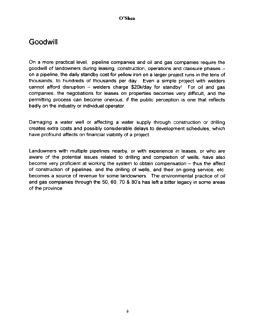 Groundwater Interference Issues Related to Natural Gas Pipeline Construction Programs and Oil and Gas Drilling Programs: Seven Years of Assessment Page 4