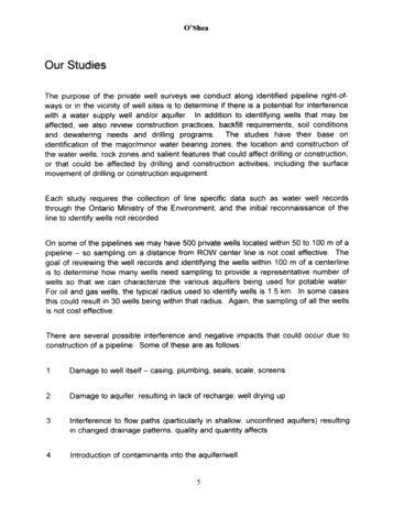 Groundwater Interference Issues Related to Natural Gas Pipeline Construction Programs and Oil and Gas Drilling Programs: Seven Years of Assessment Page 5