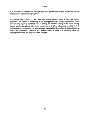 Groundwater Interference Issues Related to Natural Gas Pipeline Construction Programs and Oil and Gas Drilling Programs: Seven Years of Assessment Page 10