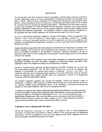 Ontario's Professional Geoscientists Act: An Update and Perspective Page 2