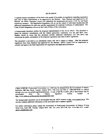 Ontario's Professional Geoscientists Act: An Update and Perspective Page 3