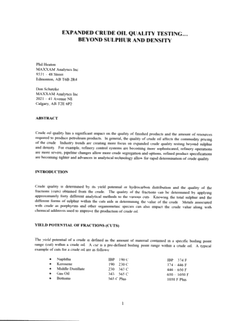Expanded Crude Oil Quality Testing - Beyond Sulphur and Density Page 1