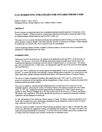 Gas Marketing Strategies for Ontario Producers Page 1