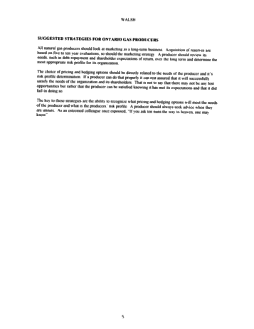 Gas Marketing Strategies for Ontario Producers Page 5