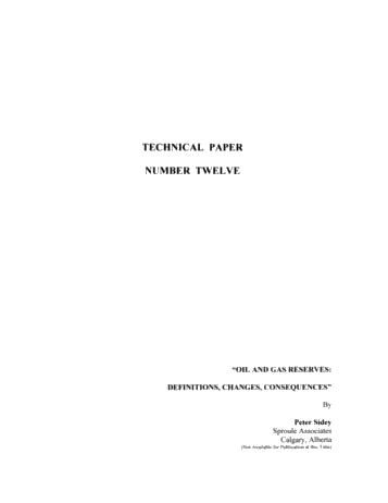 Oil and Gas Reserves: Definitions, Changes, Consequences Page 1