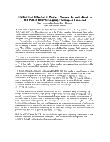 Shallow Gas Detection in Western Canada: Acoustic-Neutron and Pulsed Neutron Logging Techniques Examined Page 1