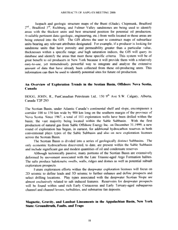 Northern Prospects in the 21st Century - 2000 Eastern Section American Association of Petroleum Geologists Page 19