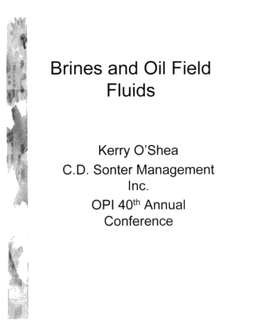 Brines and Oil Field Fluids Page 1