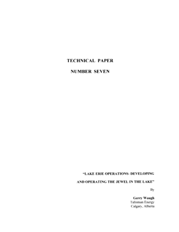 Lake Erie Operations: Developing and Operating the Jewel in the Lake Page 1