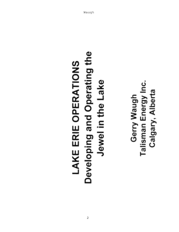 Lake Erie Operations: Developing and Operating the Jewel in the Lake Page 1