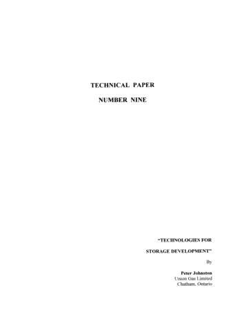 Technologies for Storage Development Page 1