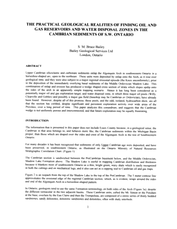 The Practical Geological Realities of Finding Oil and Gas Reservoirs and Water Disposal Zones in the Cambrian Sediments of S.W. Ontario Page 1