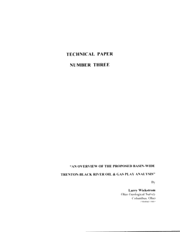 An Overview of the Proposed Basin-wide Trenton-Black River Oil & Gas Play Analysis (Abstract Only) Page 1