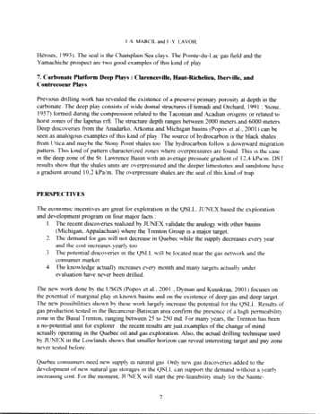 Hydrocarbon Plays in the Quebec St. Lawrence Lowlands: An Overview of the Junex Exploration Effort Page 7