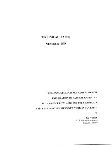 Regional Geological Framework for Exploration of Natural Gas in the St. Lawrence Lowlands and the Champlain Valley of Northeastern New York and Quebec Page 1