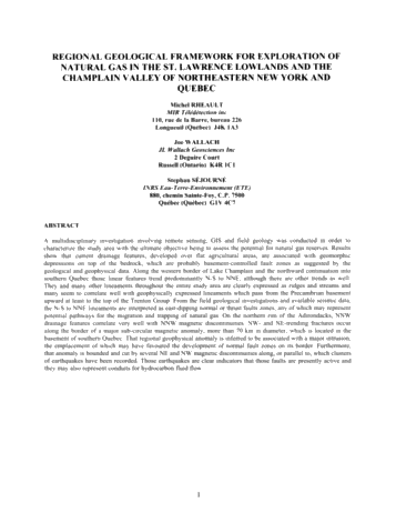Regional Geological Framework for Exploration of Natural Gas in the St. Lawrence Lowlands and the Champlain Valley of Northeastern New York and Quebec Page 1