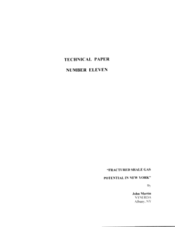 Fractured Shale Gas Potential in New York Page 1