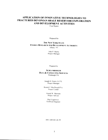 Application of Innovative Technologies to Fractured Devonian Shale Reservoir Exploration and Development Activities Page 1