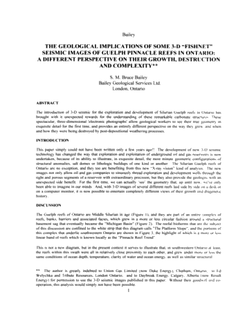 The Geological Implications of Some 3-D 'Fishnet' Seismic Images of Guelph Pinnacle Reefs in Ontario: A Different Perspective on Their Growth, Destruction and Complexity Page 1